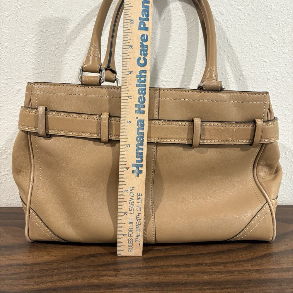 Vtg Coach‎ Hampton Smooth Leather Satchel Shoulder Bag Handbag F11199 Tan Silver - Picture 8 of 13
